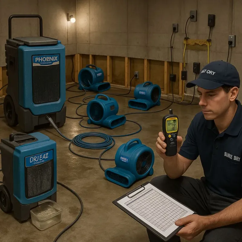 Structural Drying and Dehumidification process in Bristol County, RI